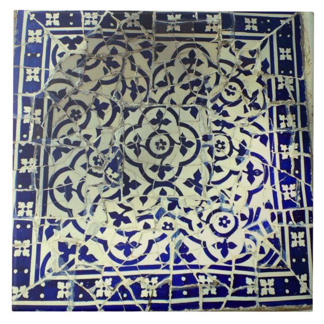 Tejas de mosaico de Guell del parque de Gaudi (Frente)