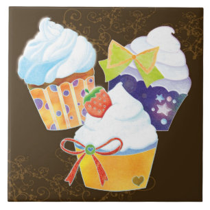 Tejas marrones de la cocina de las magdalenas