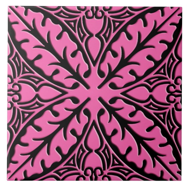 Tejas marroquíes - rosado y negro fucsias (Frente)
