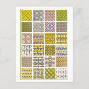 Tejas y tejidos egipcios diseñan postales de época