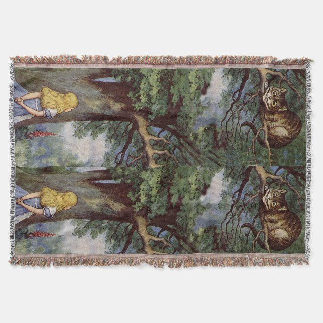 Tejida Alicia en manta del tiro del gato de Cheshire del (Anverso)