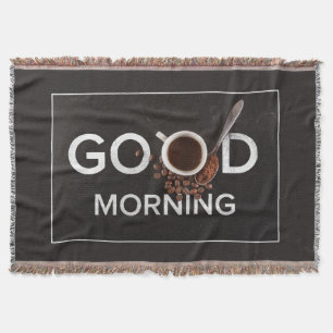Tejida Buenos días manta de lanzamiento de café