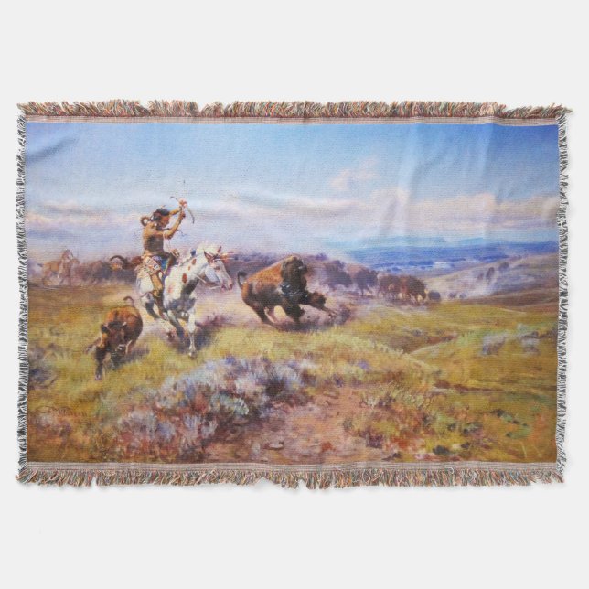 Tejida Charles Russell 1 manta del tiro (Anverso)