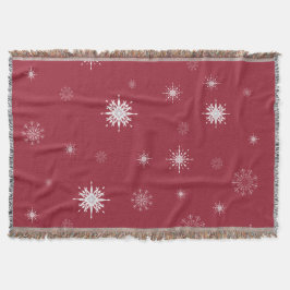 Tejida Copos de nieve en la manta roja del tiro