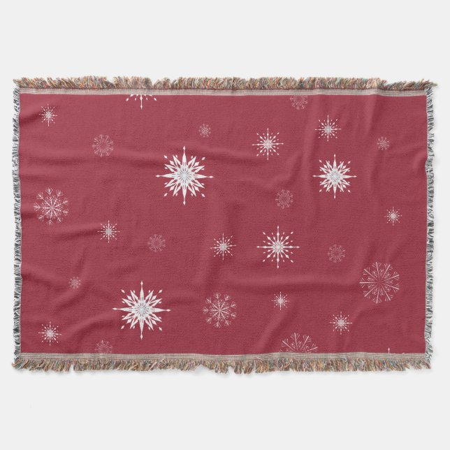 Tejida Copos de nieve en la manta roja del tiro (Anverso)