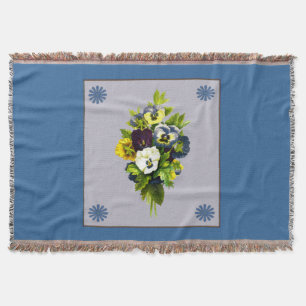 Tejida El antiguo Bouquet de Pansies arroja una manta