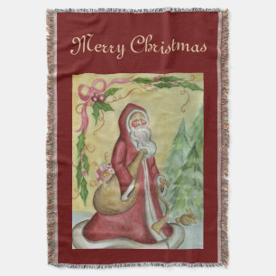 Tejida Manta de decoración de regalo de Papá Noel Navidad
