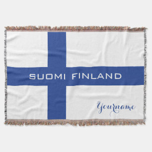 Tejida Manta de encargo del tiro de la bandera finlandesa