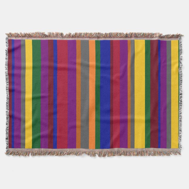 Tejida Manta de lanzamiento a rayas multicolores (Anverso)