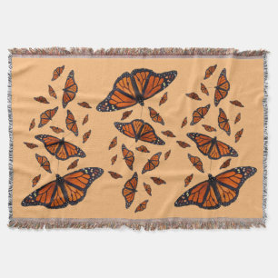 Tejida Manta de lanzamiento de mariposa monarca (naranja)