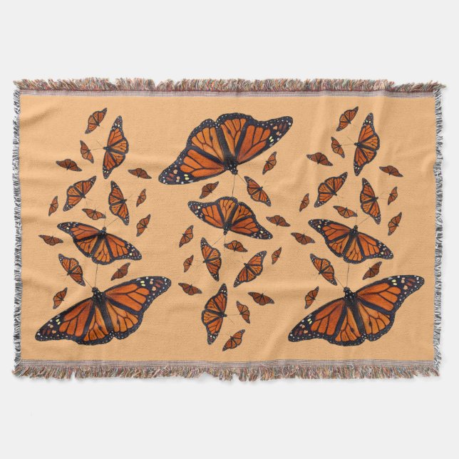 Tejida Manta de lanzamiento de mariposa monarca (naranja) (Anverso)