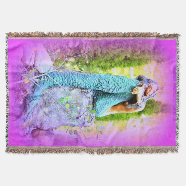 Tejida manta de lanzamiento de sirena con sirena (Anverso)