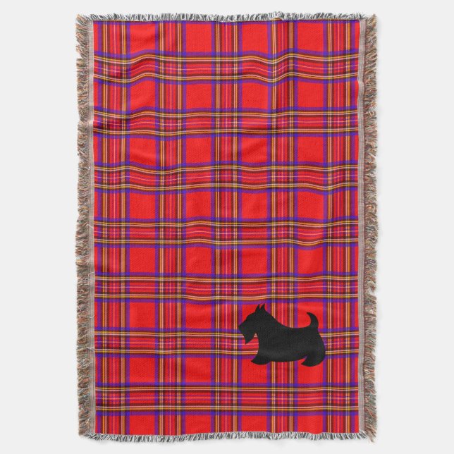 Tejida Manta de regalo de perro Scotty Plaid Scottish Ter (Frente vertical)