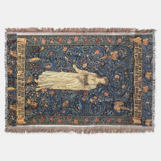 Tejida Manta de señora Birds Morris Floral Throw de (Anverso)