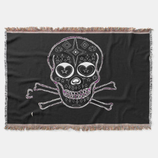 Tejida manta de tiro blanco y negro del candyskull