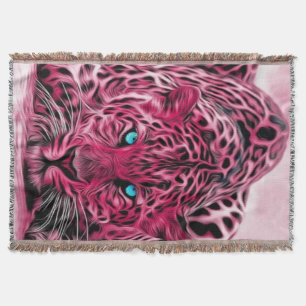 Tejida Manta de tiro rosada del leopardo