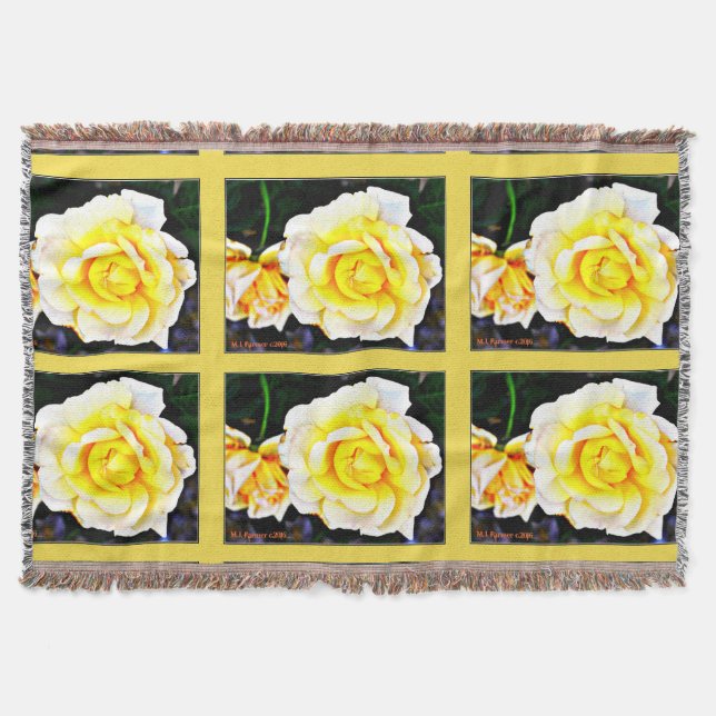 Tejida Manta del tiro del rosa amarillo (Anverso)