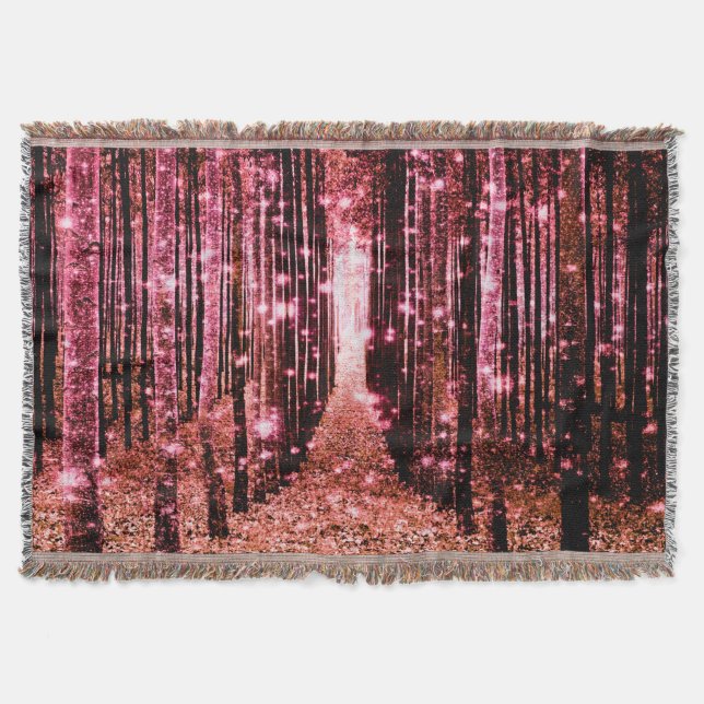 Tejida Manta mágica del bosque melocotón rosa (Anverso)