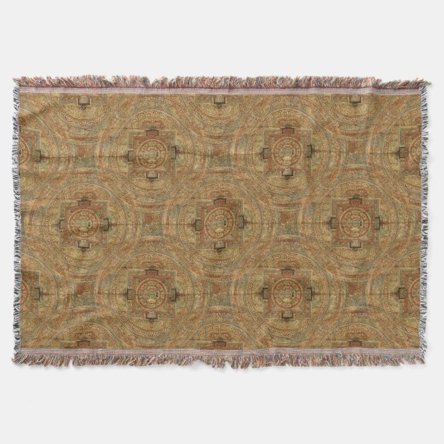 Tejida Manta tibetana del tiro de la mandala (Anverso)