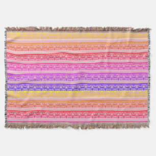 Tejida Manta tribal con rayas ombré de arcoíris