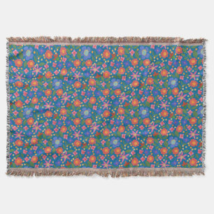 Tejida Moda Floral estilo arte folclórico sobre una manta