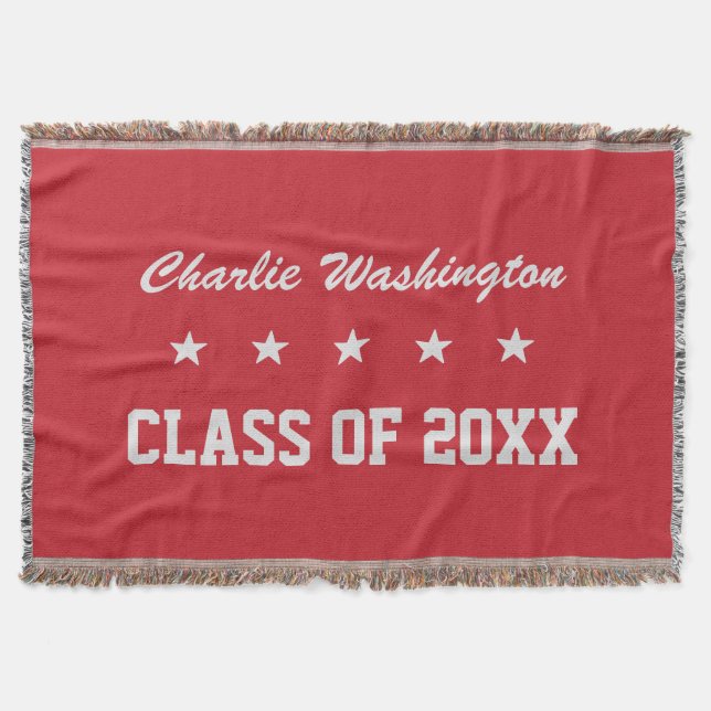 Tejida Nombre de la graduación, año y manta de encargo (Anverso)