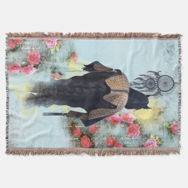 Tejida Sueño de Rosas - Manta para Lanzar (Anverso)