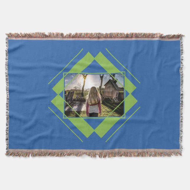 Tejida TU FOTO en la manta de lanzamiento del patrón geom (Anverso)