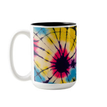 Tejido de boho tye taza de café, hippie, tintes de