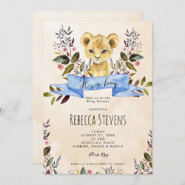 Tejido de león niño florido bebé invitación a la d