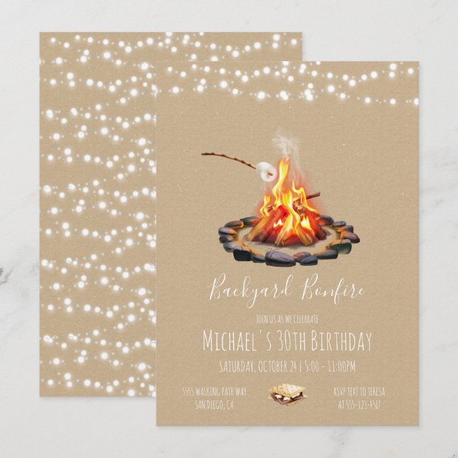 Tejido de luces de la hoguera trasera Invitación (Anverso / Reverso)