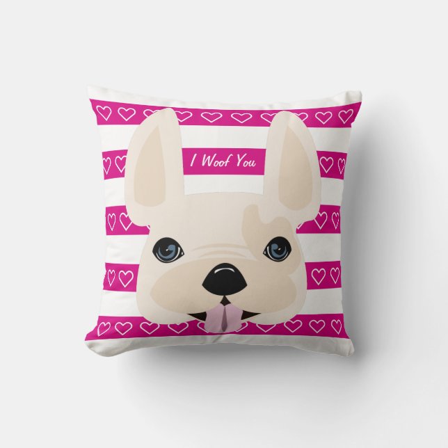 ¡Tejido del rosa y del blanco I usted almohada (Anverso)