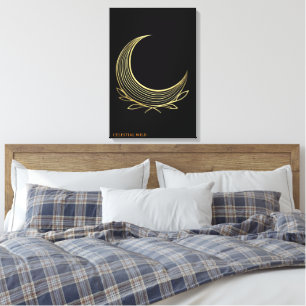 Tejido Dorado Gracia Lunar Lienzo de Arte Fino