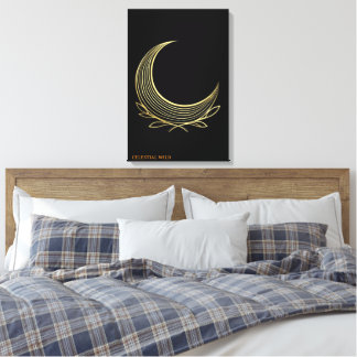 Tejido Dorado Gracia Lunar Lienzo de Arte Fino