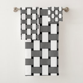 Tejido geométrico gris y blanco