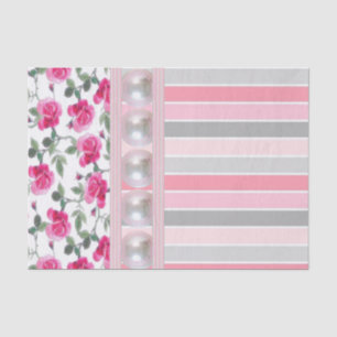 Tejido Papel Floral Tiras Rosa