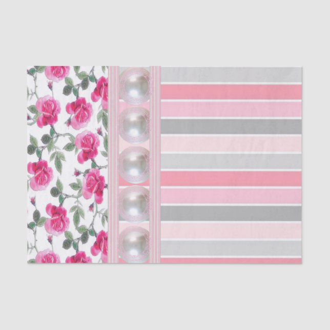 Tejido Papel Floral Tiras Rosa (Anverso)