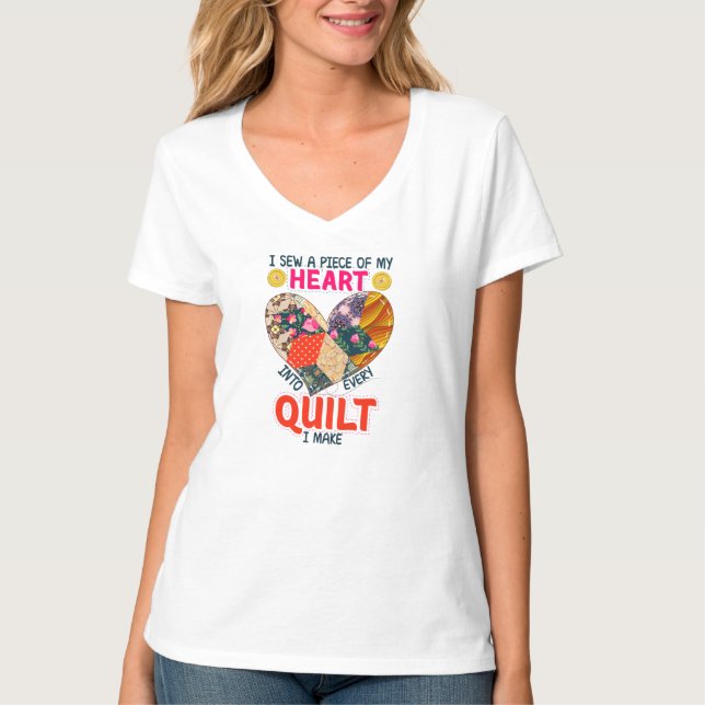 Tejidos de camisetas para damas, corazones acolcha (Anverso)