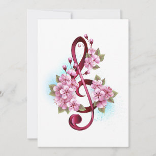 Tejidos musicales notas de colores con flores de S