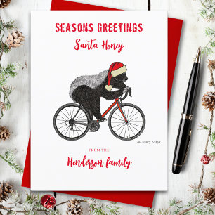 Tejón Mielero Divertido de Navidad en una Biciclet