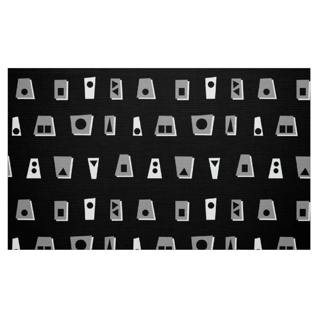 Tela 020216 - Gris, blanco y negro sobre negro ("Cuarto gordo" (fat quarter))