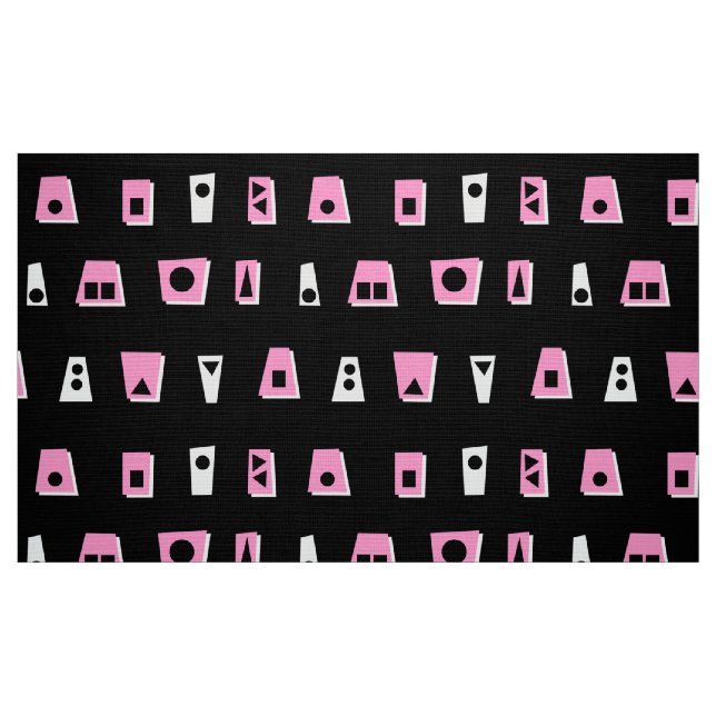 Tela 020216 - Rosa, blanco y negro en negro ("Cuarto gordo" (fat quarter))