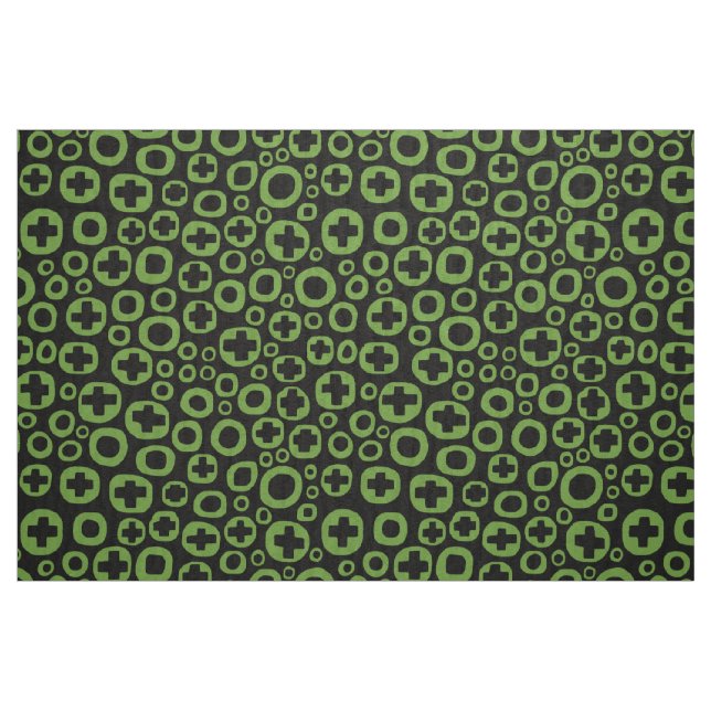 Tela 050215 - Aguacate verde sobre negro ("Cuarto gordo" (fat quarter))