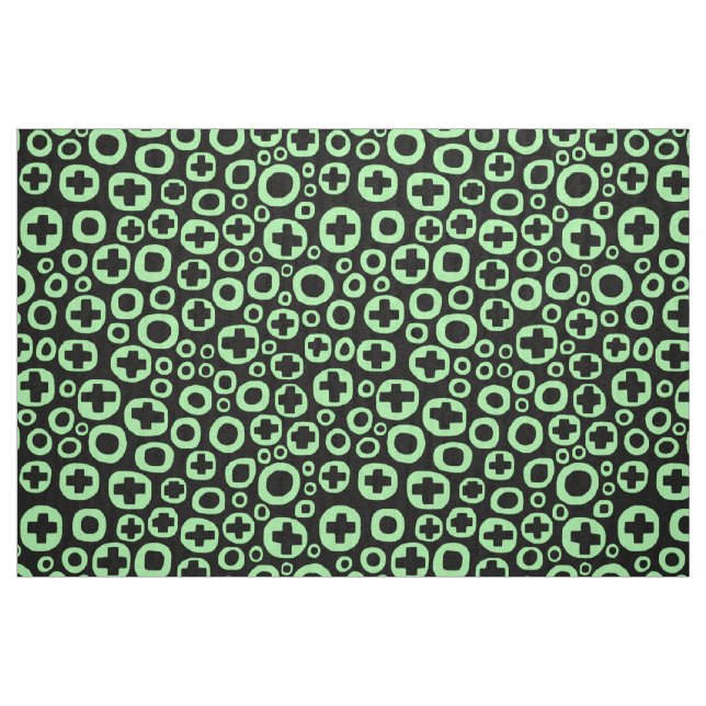 Tela 050215 - Mint Green sobre negro ("Cuarto gordo" (fat quarter))