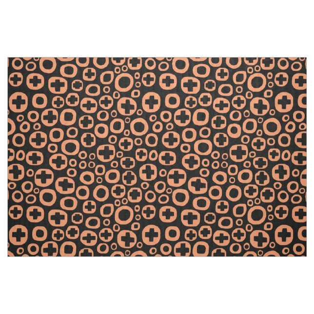 Tela 050215 - Peach on Black ("Cuarto gordo" (fat quarter))