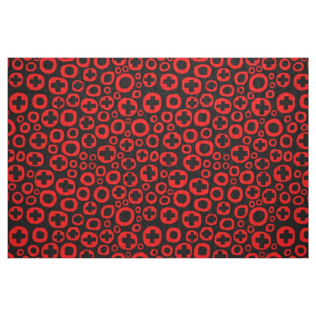 Tela 050215 - Rojo sobre negro ("Cuarto gordo" (fat quarter))
