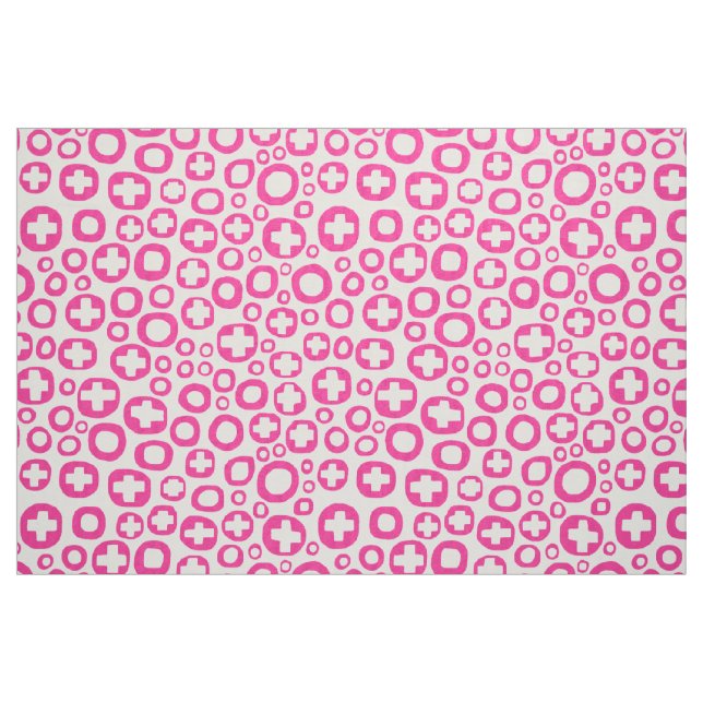 Tela 050215 - Rosa caliente en blanco ("Cuarto gordo" (fat quarter))