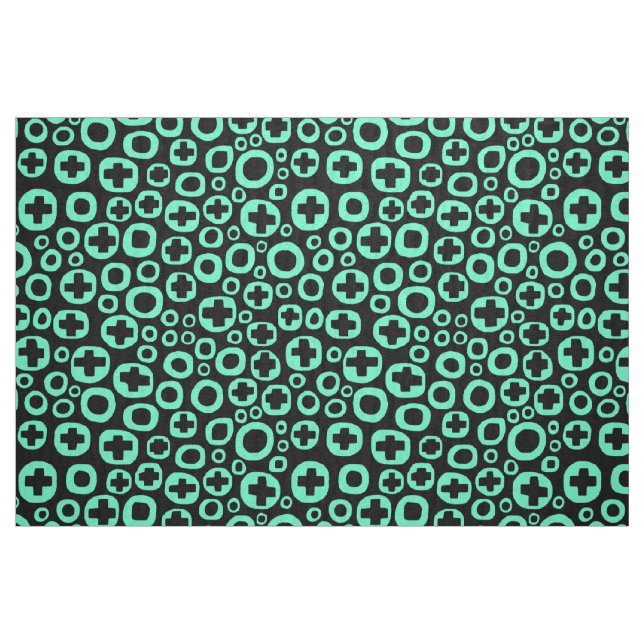 Tela 050215 - Turquesa en negro ("Cuarto gordo" (fat quarter))