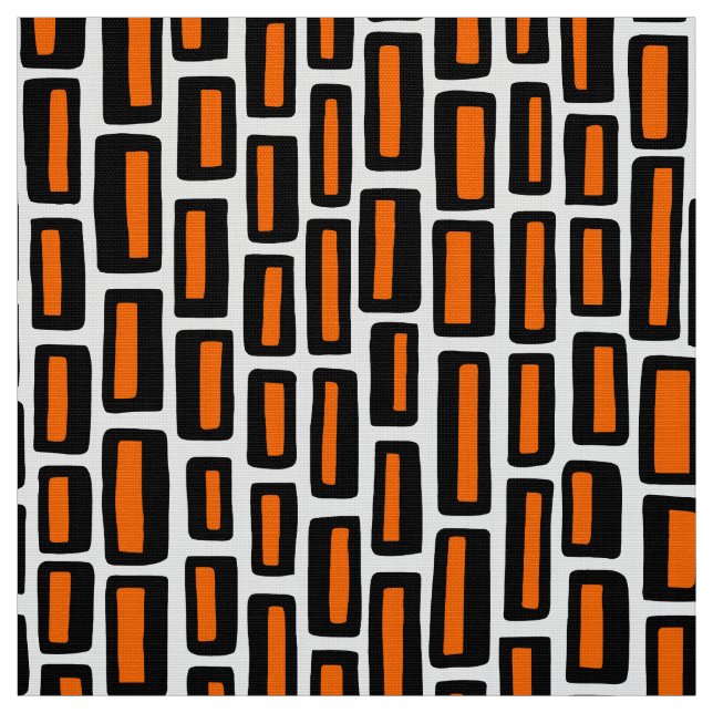 Tela 200515 - Negro y naranja en blanco (Retal)