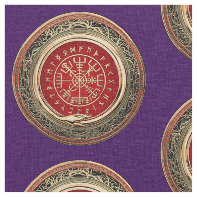 Tela [220] Vegvisir - Viking Gold Magic Runic Compass (De cerca)